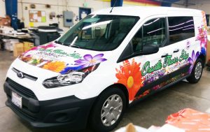 Flower van complete vehicle wrap